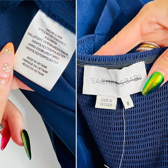 Sachin & Babi Blaine Mini Dress Navy Bow Train Cocktail Party Formal 8 M Blue - Picture 8 of 13